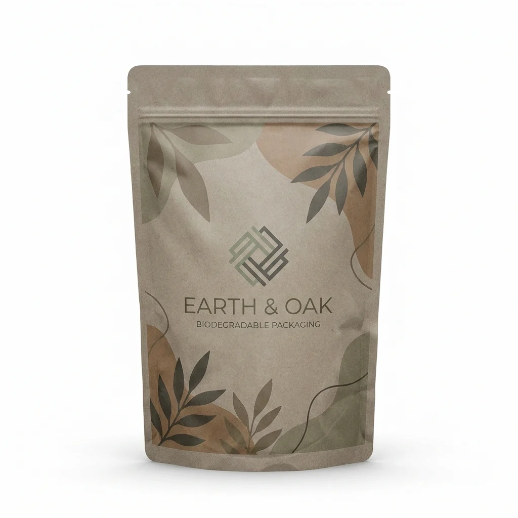 Biodegradable mylar bag, front view