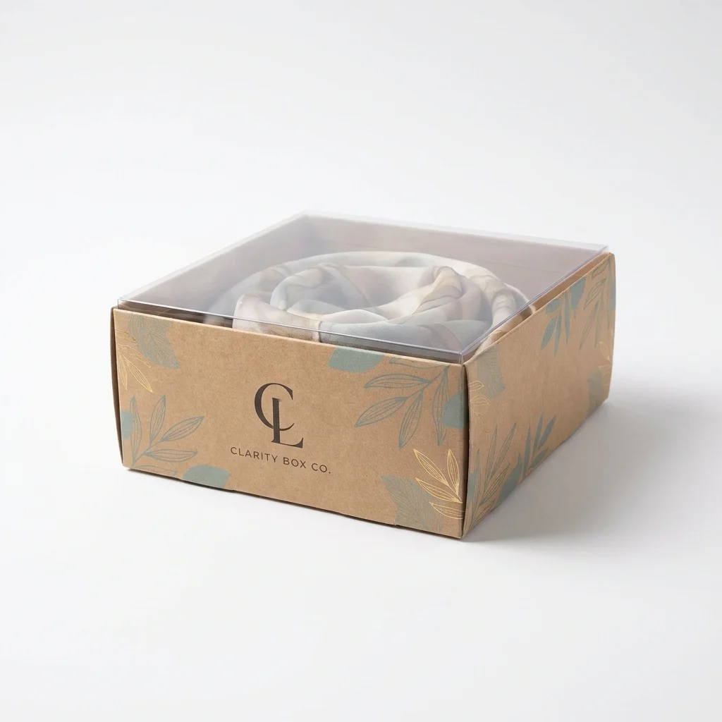 Clear lid box, front view