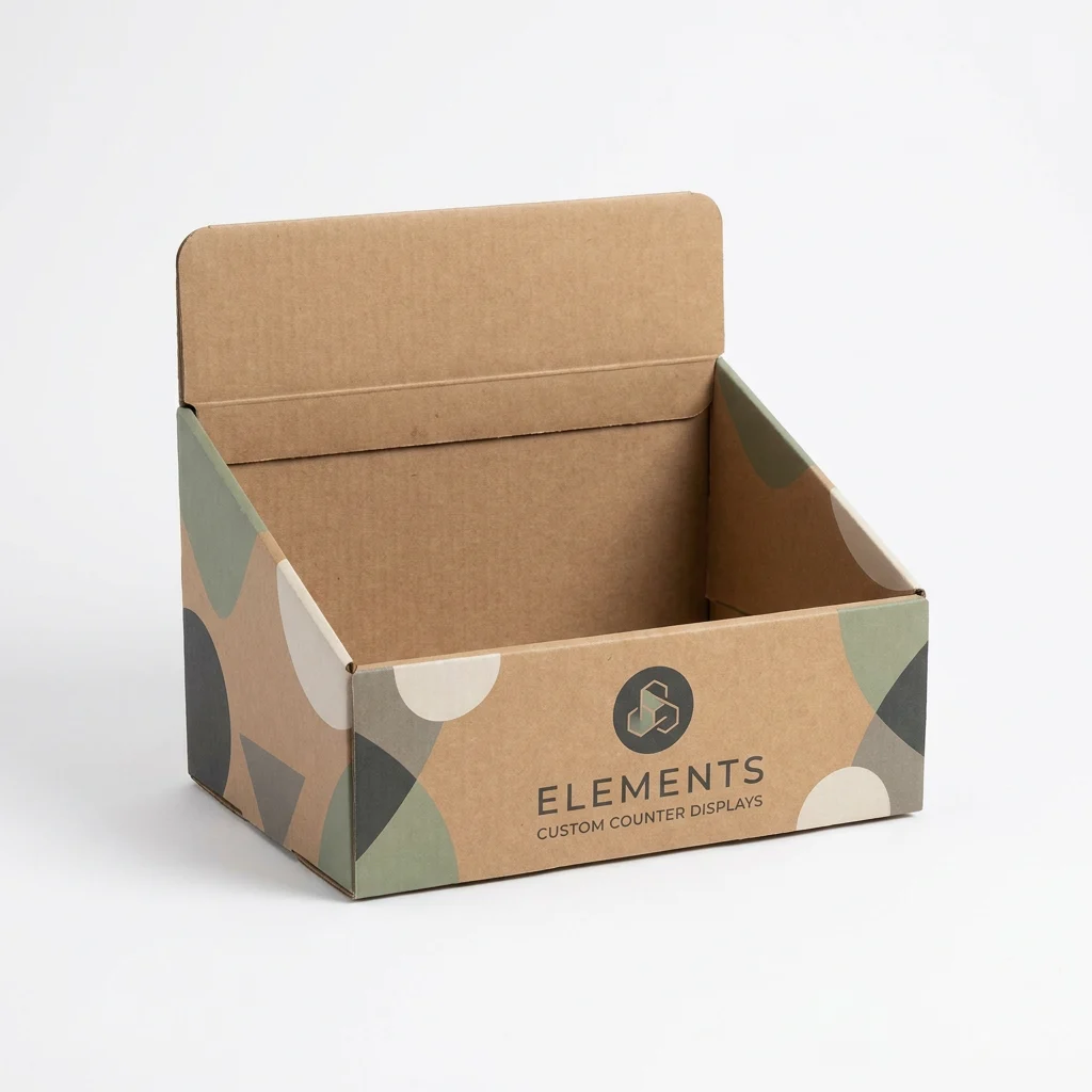 Counter display box, front view