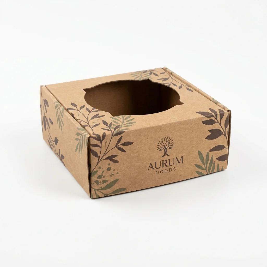 Die cut kraft box, front view