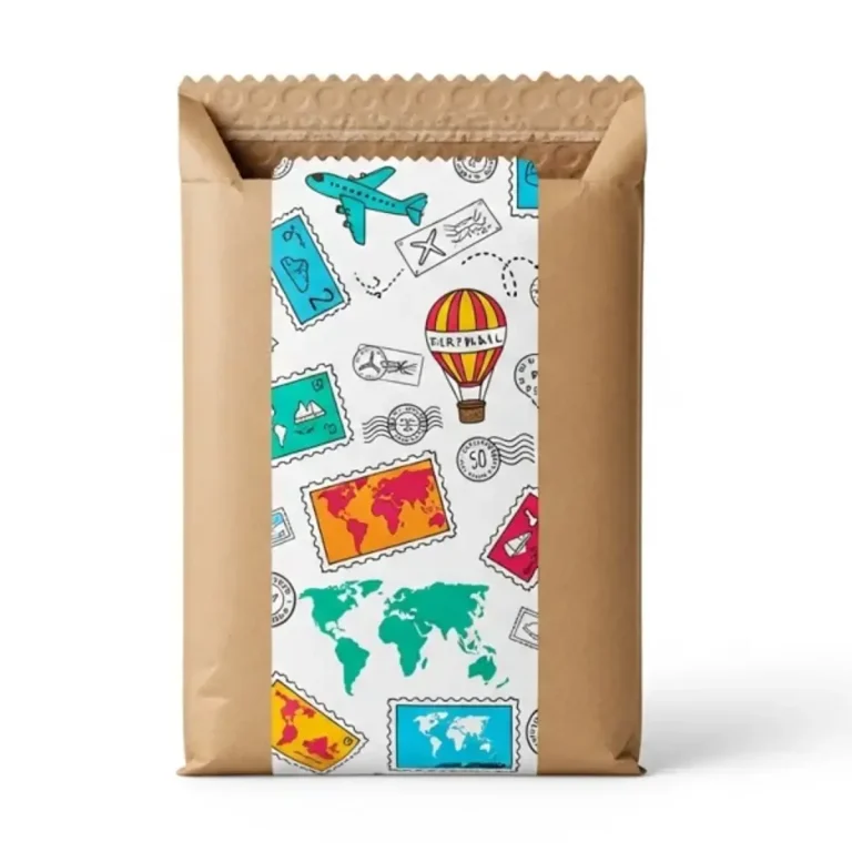 Kraft bubble mailer, front view